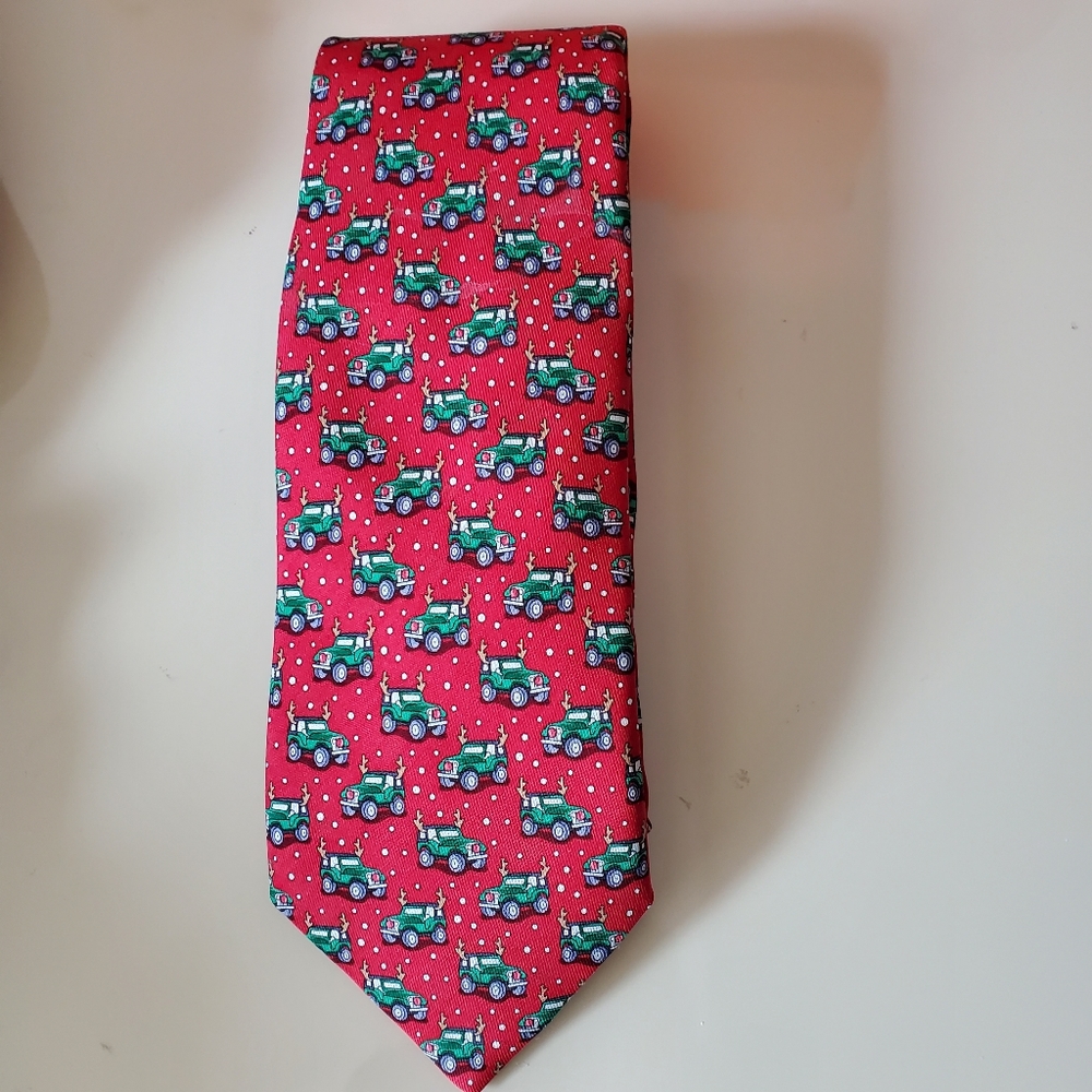 Vineyard Vines Red Tie, Green Car with Antlers Silk Tie